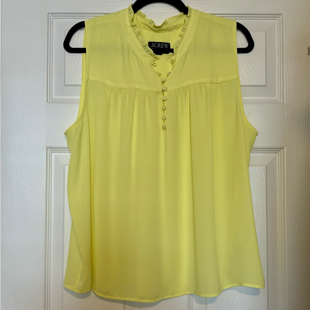J. Crew Women's Neon Yellow Button-Front Sleeveless Top